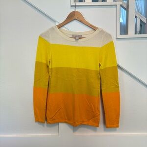 Banana Republic Yellow and Orange Color Block Striped Sweater size S